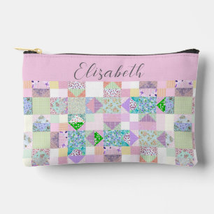 Cute Patchwork Quilting Themed Custom Project Accessory Pouch