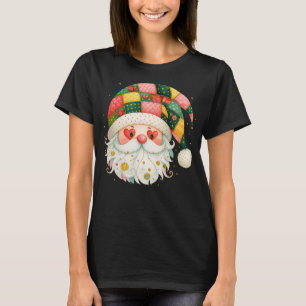 Cute Patchwork Santa Claus Christmas Hat T-Shirt