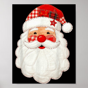 Cute Patchwork Santa Claus Christmas Xmas Men Wome Poster