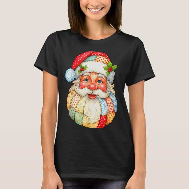 Cute Patchwork Santa Claus Christmas Xmas Men Wome T-Shirt (Front)