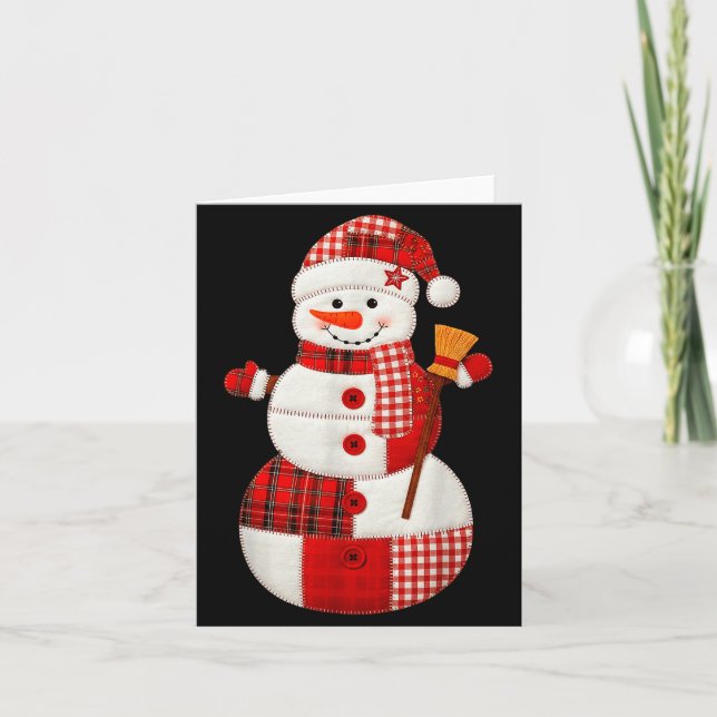Cute Patchwork Snowman Christmas Xmas Men Women Ki Card (Front)