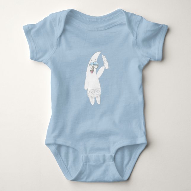 Cute Patrick Ice Cream Cone - Kids Pencil Drawing Baby Bodysuit (Front)