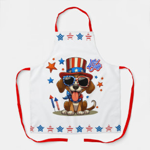 Cute, patriotic 4th of July dog/puppy Apron