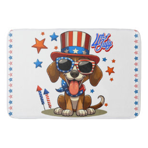 Cute, patriotic 4th of July dog/puppy Bath Mat