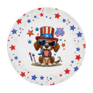Cute, patriotic 4th of July dog/puppy Cutting Board
