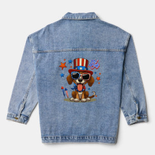 Cute, patriotic 4th of  July dog/puppy Denim Jacket