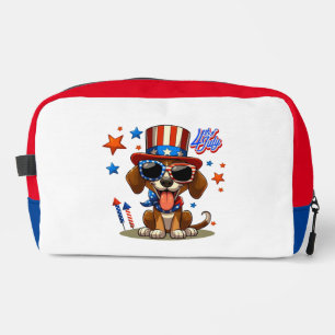 Cute, patriotic 4th of July dog/puppy Dopp Kit