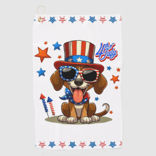 Cute, patriotic 4th of July dog/puppy Golf Towel