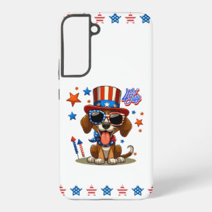 Cute, patriotic 4th of  July dog/puppy Samsung Galaxy Case