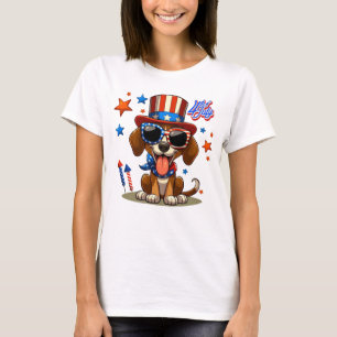 Cute, patriotic 4th of  July dog/puppy T-Shirt