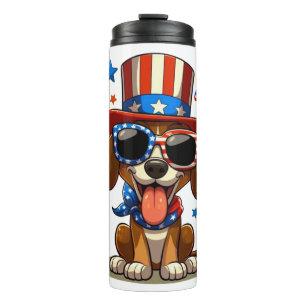 Cute, patriotic 4th of July dog/puppy Thermal Tumbler