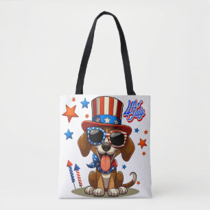 Cute, patriotic 4th of July dog/puppy Tote Bag