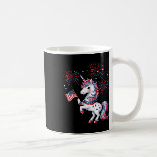Cute Patriotic Americorn Unicorn Fireworks Girls 4 Coffee Mug
