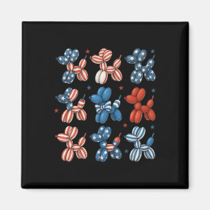 Cute Patriotic Balloon Dog 4th Of July American Fl Magnet