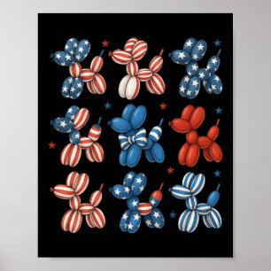 Cute Patriotic Balloon Dog 4th Of July American Fl Poster