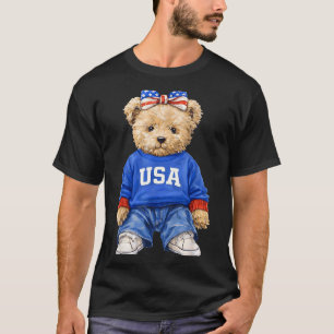 Cute patriotic bear usa 4th of july american T-Shirt