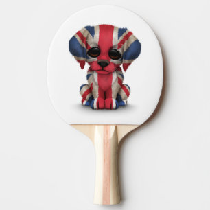 Cute Patriotic British Flag Puppy Dog Ping Pong Paddle