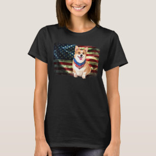 Cute Patriotic Corgi American Flag Dog Men Women T-Shirt