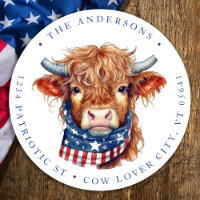 Cute Patriotic Cow 4th Of July Return Address