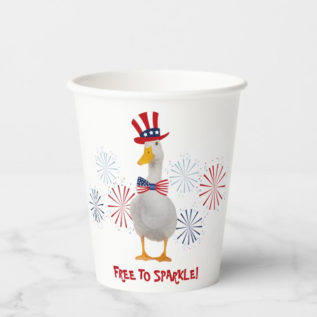 Cute Patriotic Duck Paper Cups (Front)