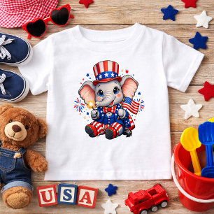 Cute Patriotic Elephant Baby T-Shirt