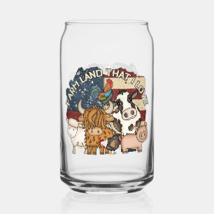 Cute Patriotic farm farmhouse Can Glass