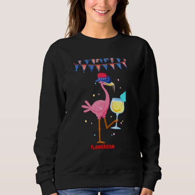 Cute Patriotic Flamingo Red White Blue On July 4th Sweatshirt (Front)