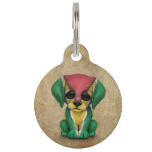 Cute Patriotic Guyanese Flag Puppy Dog, Rough Pet Tag