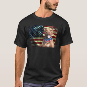 Cute Patriotic Pitbull American Flag Dog Men Women T-Shirt