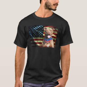 Cute Patriotic Pitbull American Flag Dog Men Women T-Shirt
