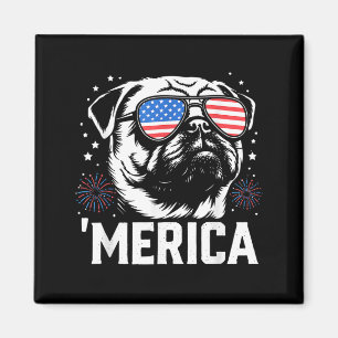 Cute Patriotic Pug Dog America 4th Of July Funny Magnet