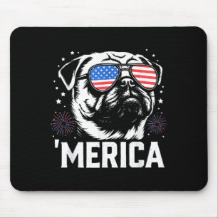 Cute Patriotic Pug Dog America 4th Of July Funny Mouse Pad