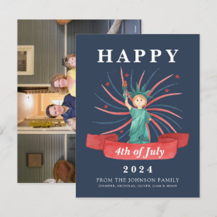 Cute Patriotic Red White And Blue 4th of July Holiday Postcard