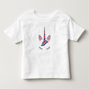 Cute Patriotic Red White and Blue Unicorn Face Toddler T-Shirt