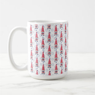 CUTE PATRIOTIC RED WHITE BLUE GNOMES COFFEE MUG