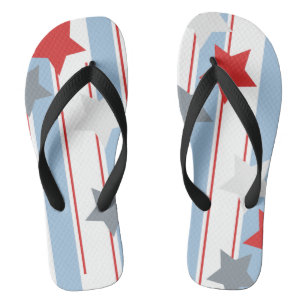 Cute Patriotic Stars and Vertical Stripes Thongs