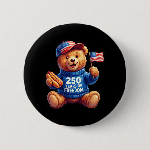 Cute Patriotic Teddy Bear 250 Years Of Dom 4th Of 6 Cm Round Badge