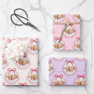 Cute Pattern Baby Girl Photo Christmas Wrapping Paper Sheet