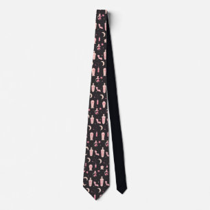 Cute pattern black and pink vampire witchcraft tie