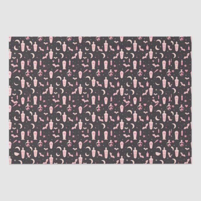 Cute pattern black and pink vampire witchcraft tissue paper (Front)