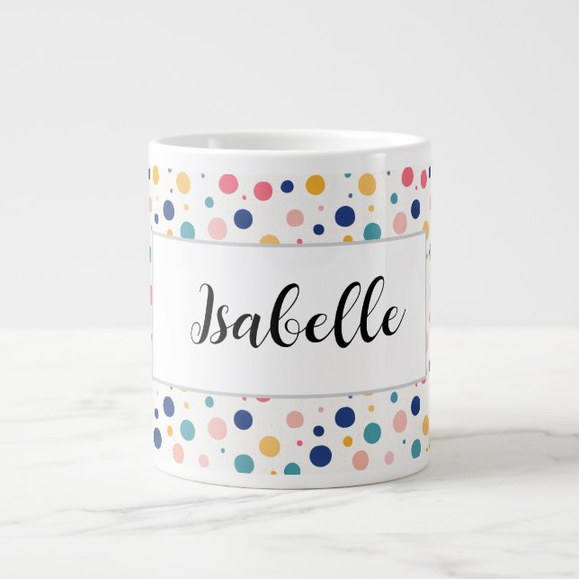 cute pattern colourful circles polka dots  large coffee mug (Front)