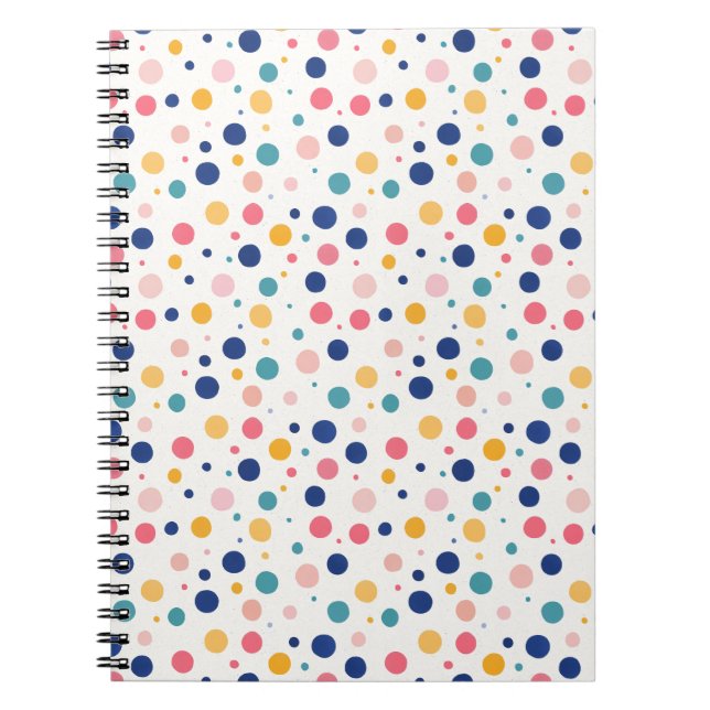 cute pattern colourful circles polka dots  notebook (Front)