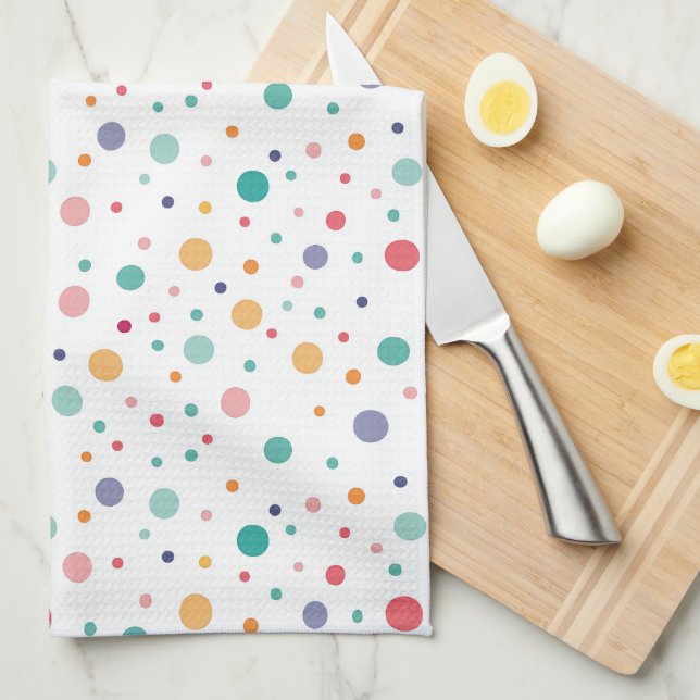 cute pattern colourful circles polka dots  tea towel (Quarter Fold)