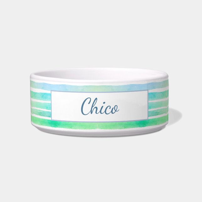 Cute Pattern Colourful Stripes Blue Greeny Bowl (Front)