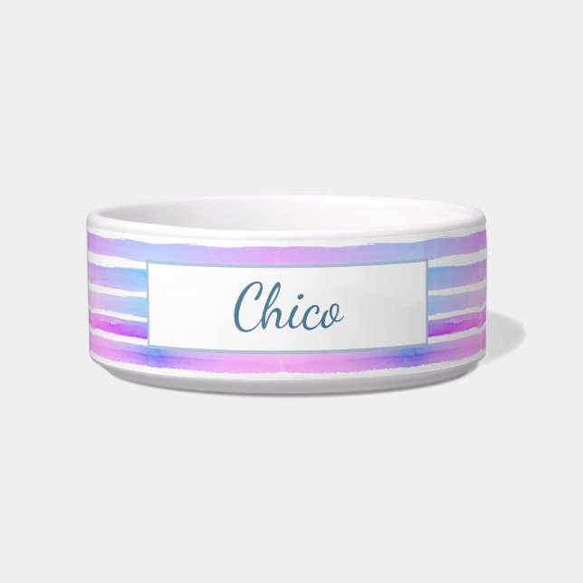Cute Pattern Colourful Stripes Pink Blue Purple Bowl (Front)