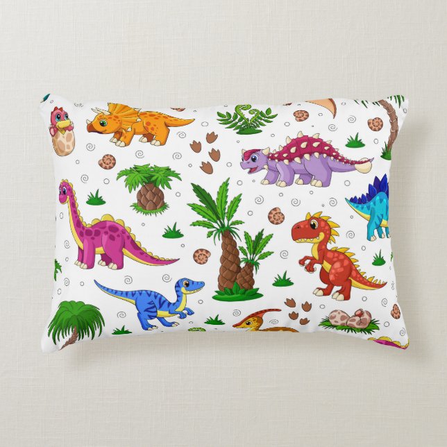 Cute Pattern Dinosaurs Trendy Cartoon Dino Decorative Cushion (Front)