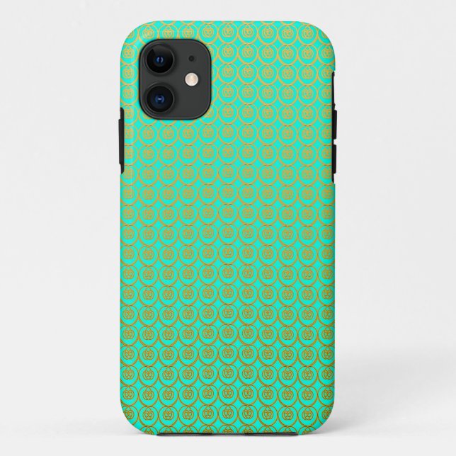 Cute Pattern Gold over Minty Green Case-Mate iPhone Case (Back)