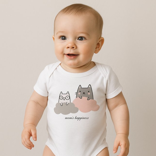 Cute Pattern Kitten Cloud Baby Bodysuit (Cute Pattern Kitten Cloud Baby Bodysuit)