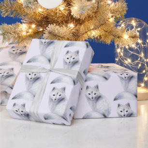 Cute Pattern - Nordic Fox with Floral Markings Wrapping Paper