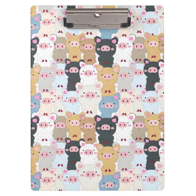 Cute Pattern of Pigs Clipboard (Front)